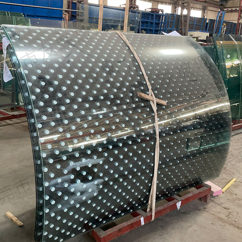 Colored glazed curved glass